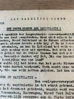 Het grote nieuws der capitualatie 5 mei 1945, Ophalen of Verzenden, Nederland, Embleem of Badge