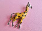 jwg Vintage 90s giraffe broche hanger emaille zilver kl oker, Sieraden, Tassen en Uiterlijk, Antieke sieraden, Verzenden, Overige materialen