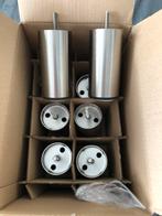 8 x RVS bedpoten / meubelpoten 12 cm (M8 schroefdraad), Ophalen, Zo goed als nieuw, Schroeven, Rvs