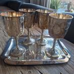 Antieke Verzilverde Wijnglazen met Dienblad, Antiek en Kunst, Ophalen of Verzenden, Zilver