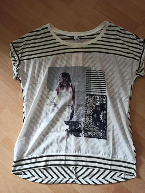 NIEUW! Trendy beige zwarte top van Miss Etam maat M 42, Kleding | Dames, Tops, Nieuw, Maat 42/44 (L), Beige, Korte mouw, Verzenden