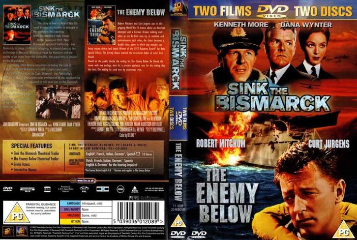 Sink the Bismark en Enemy Below 2DVD set Kenneth More, Cd's en Dvd's, Dvd's | Klassiekers, Zo goed als nieuw, Actie en Avontuur
