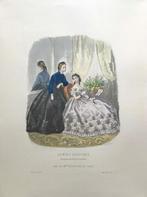 Franse modeprenten lithografie La Mode Illustrée, Ophalen of Verzenden, Voor 1940, Gebruikt, Prent