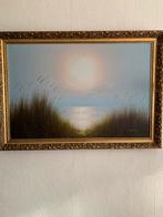 Schilderij: Zeegezicht met riet en vogels, Antiek en Kunst, Kunst | Schilderijen | Klassiek, Ophalen of Verzenden