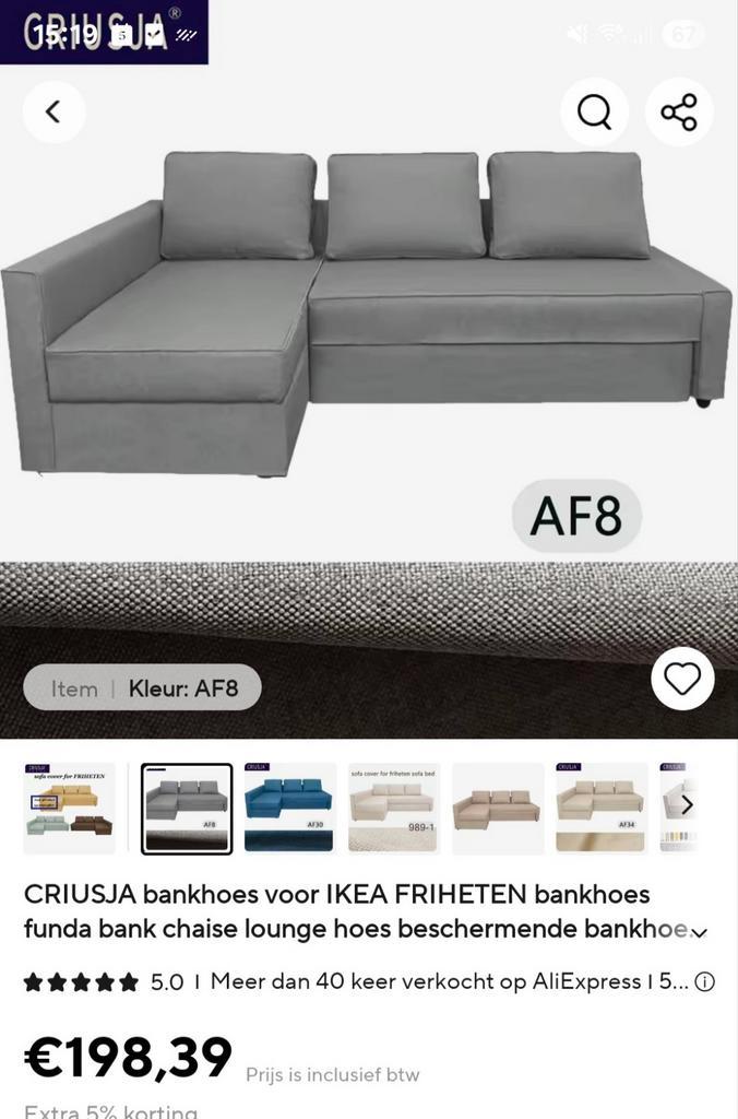 Ikea Friheten hoes - Zo goed als nieuw!, Huis en Inrichting, Banken | Bankstellen, Zo goed als nieuw, Stof, Ophalen of Verzenden
