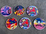 6 Corneille onderzetters, porselein, abstracte Cobra stijl, Huis en Inrichting, Woonaccessoires | Onderzetters, Ophalen of Verzenden