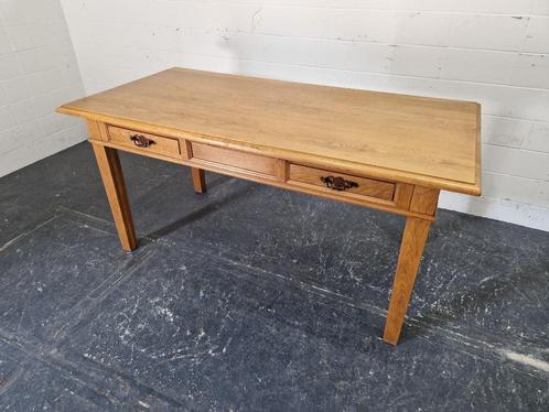 Massief eiken eetkamertafel / eettafel / bureau met lades, Huis en Inrichting, Tafels | Eettafels, Gebruikt, 50 tot 100 cm, 150 tot 200 cm