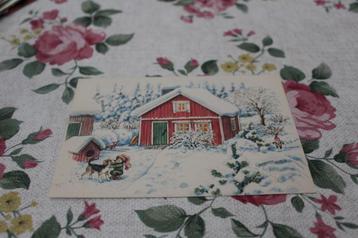 Kerst Postkaart - Jonge en Hond voor Huis, Kabouter, Finland beschikbaar voor biedingen