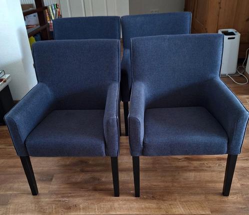 4 eetkamer stoelen van Beter Meubel, Huis en Inrichting, Stoelen, Gebruikt, Vier, Hout, Blauw, Ophalen