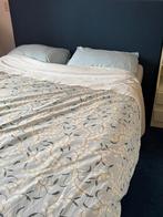 Boxpring incl. achterwand+beddengoed, Huis en Inrichting, Slaapkamer | Boxsprings, Boxpring, Blauw, Tweepersoons, Zo goed als nieuw