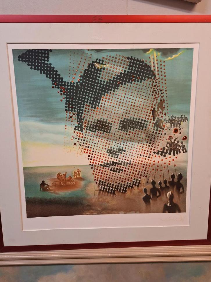 Litho van een gezicht door Salvador Dali, Antiek en Kunst, Kunst | Litho's en Zeefdrukken, Ophalen of Verzenden