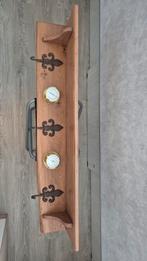 Massief Eiken Kapstok met Barometer & Thermometer, Wandkapstok, 100 tot 150 cm, Ophalen of Verzenden, Zo goed als nieuw