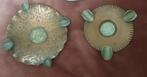 2 antieke asbakken van geklopt koper met muntjes., Antiek en Kunst, Antiek | Koper en Brons, Ophalen of Verzenden, Koper