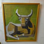 Jaren 60/70 Abstracte stier verf op papier, Ophalen of Verzenden
