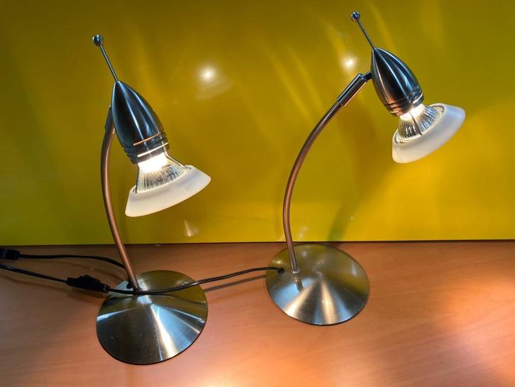 2 mooie bureaulampen / tafellampen, Huis en Inrichting, Lampen | Tafellampen, Zo goed als nieuw, Minder dan 50 cm, Glas, Kunststof