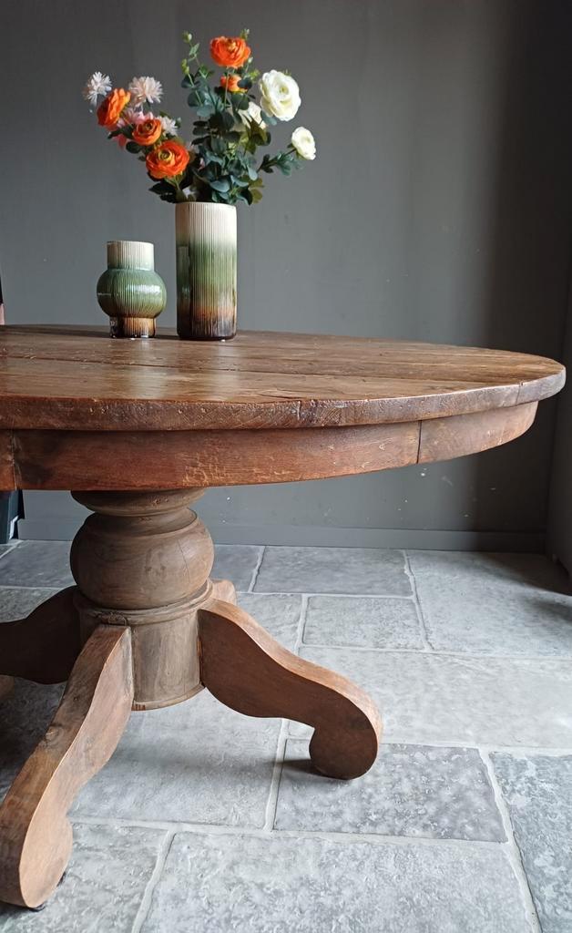 Ronde teak tafel 140cm, Huis en Inrichting, Tafels | Eettafels, Gebruikt, 100 tot 150 cm, 100 tot 150 cm, Rond, Ophalen
