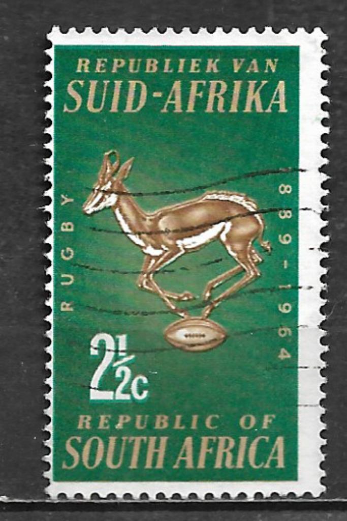 Rep Zuid Afrika 1964 75jr Zuidafrikaanse rugby bond sport, Postzegels en Munten, Postzegels | Afrika, Gestempeld, Zuid-Afrika