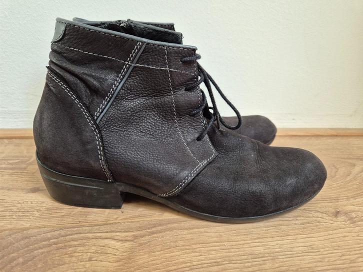 Sch156 - Donkerbruine leren Wolky laarsjes maat 40 (1), Kleding | Dames, Schoenen, Zo goed als nieuw, Bruin, Ophalen of Verzenden