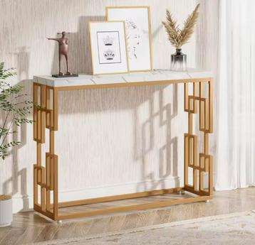 Moderne Consoletafel / Wandtafel - Wit Gouden Tafel Marmer beschikbaar voor biedingen