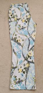 Michèle broek geel blauw groen wit, rozen en fantasie mt 46, Ophalen, Maat 46/48 (XL) of groter, Zo goed als nieuw, Lang