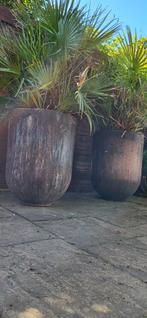 2x smeltkroes potten uit oude gieterij incl grote varens, Antiek en Kunst, Ophalen