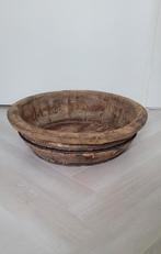 Brocante, grote sobere zware houten schaal, trog, 62 cm!!, Ophalen, Schaal, Rond, Nieuw