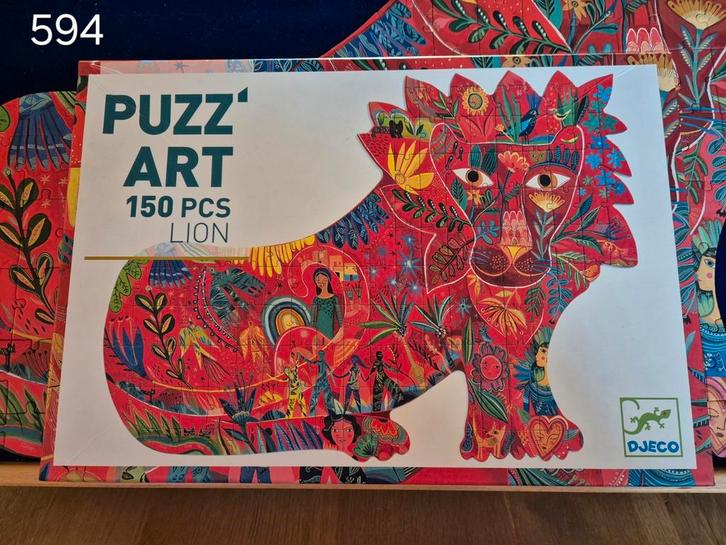 DJECO Puzz'art Lion 150 stukjes. Shaped., Hobby en Vrije tijd, Denksport en Puzzels, Zo goed als nieuw, Legpuzzel, Minder dan 500 stukjes