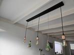 Hanglamp woonkamer of eettafel, Ophalen, Industrieel, warm, brons, trend, Glas, Zo goed als nieuw
