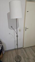 Staande lamp met leeslamp - brons/wit, Huis en Inrichting, Ophalen of Verzenden, Zo goed als nieuw, Stof, Modern