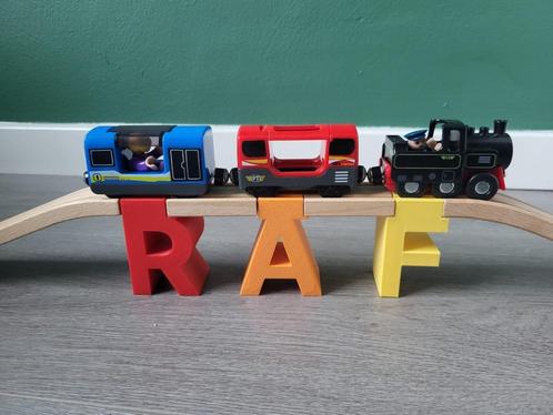 Houten treinbaan brugpilaren met letters naam, Kinderen en Baby's, Speelgoed | Houten speelgoed, Nieuw, Duw- of Trekspeelgoed