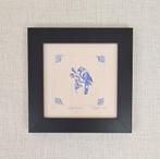 Print ets, Delfts Blauwe Tegel Papegaai, Zwarte lijst 10x10, Ophalen of Verzenden