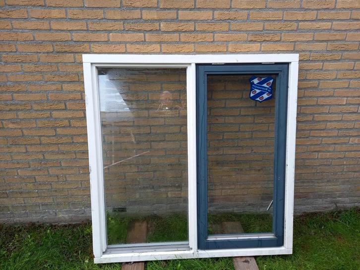 Hardhouten Kozijn met Uitzetraam en Vast Raam, Doe-het-zelf en Verbouw, Glas en Ramen, Ophalen