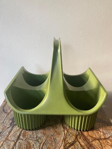 Vintage flessenhouder CURVER olijfgroen jaren 70 flessenrek beschikbaar voor biedingen