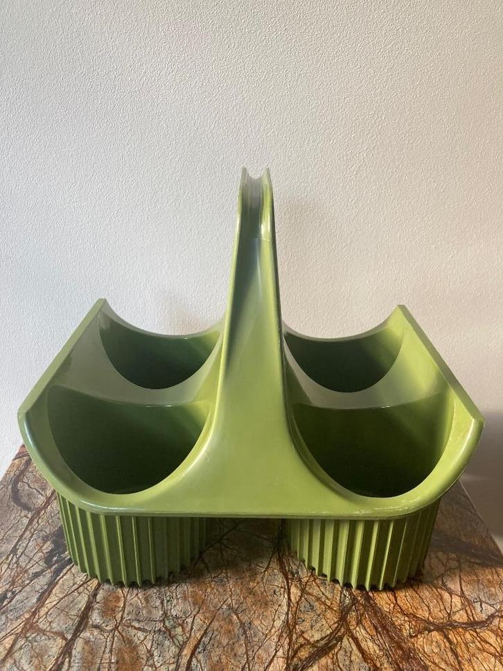 Vintage flessenhouder CURVER olijfgroen jaren 70 flessenrek, Huis en Inrichting, Keuken | Keukenbenodigdheden, Gebruikt, Ophalen of Verzenden
