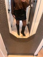 Zwarte 100% leren knielaarzen, Ophalen of Verzenden, Zo goed als nieuw, Zwart