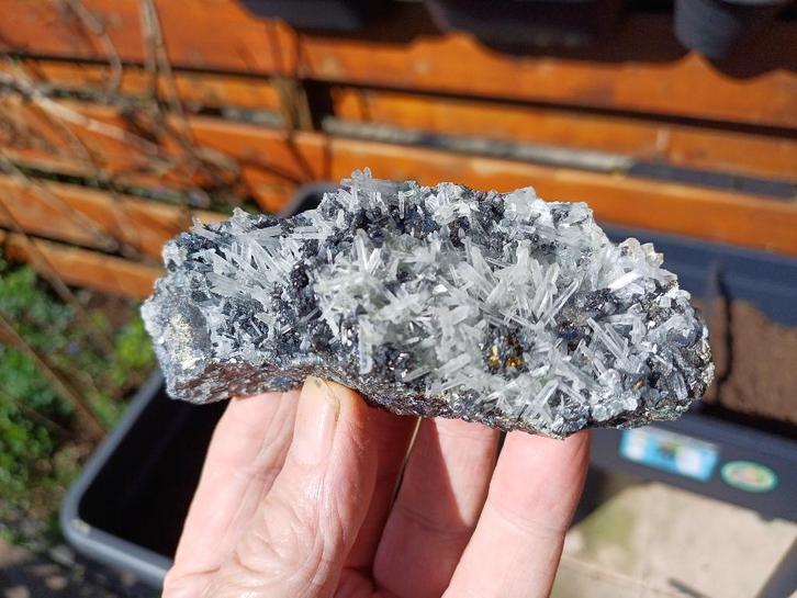 D47-04 Kwarts Galeniet Septemvre mine Madan Bulgarije #coll, Verzamelen, Mineralen en Fossielen, Mineraal, Ophalen of Verzenden