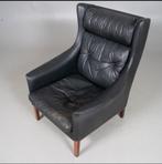 Vintage leren stoel zweden jaren 60, Gebruikt, Vintage Zweeds, Ophalen of Verzenden, Hout