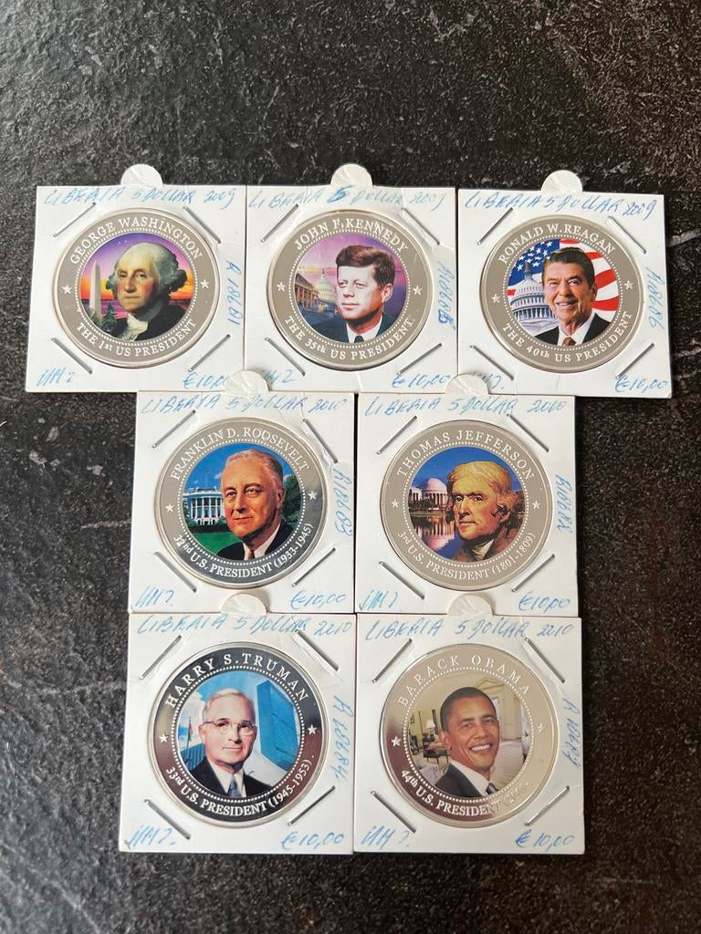 Liberia Presidenten Set - 7 Munten, Ophalen of Verzenden, Overige landen, Setje, Zilver