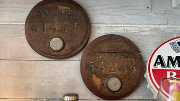 Originele houten biervat deksels van AMSTEL beschikbaar voor biedingen
