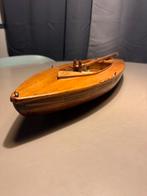 Antiek Houten Roeiboot/Zeilboot -  Model 28cm Lang, Antiek en Kunst, Ophalen of Verzenden