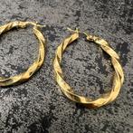 18k gouden oorbellen creolen ovaal wokkel, Ophalen of Verzenden, Nieuw, Goud