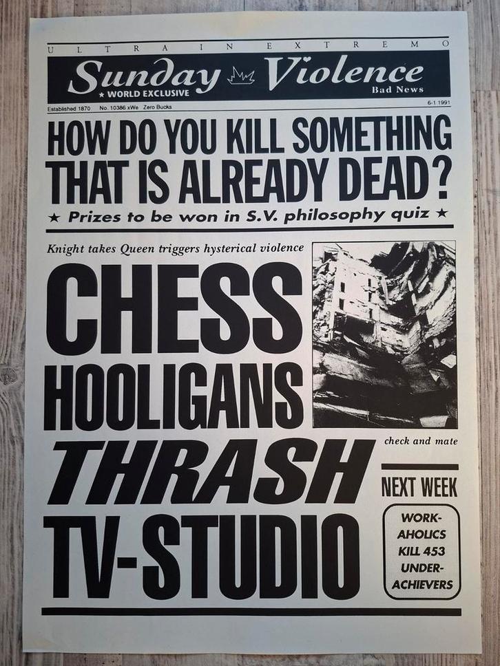 Sunday Violence Poster - Zeldzaam!, Verzamelen, Posters, Gebruikt, Overige onderwerpen, A1 t/m A3, Rechthoekig Staand, Ophalen of Verzenden