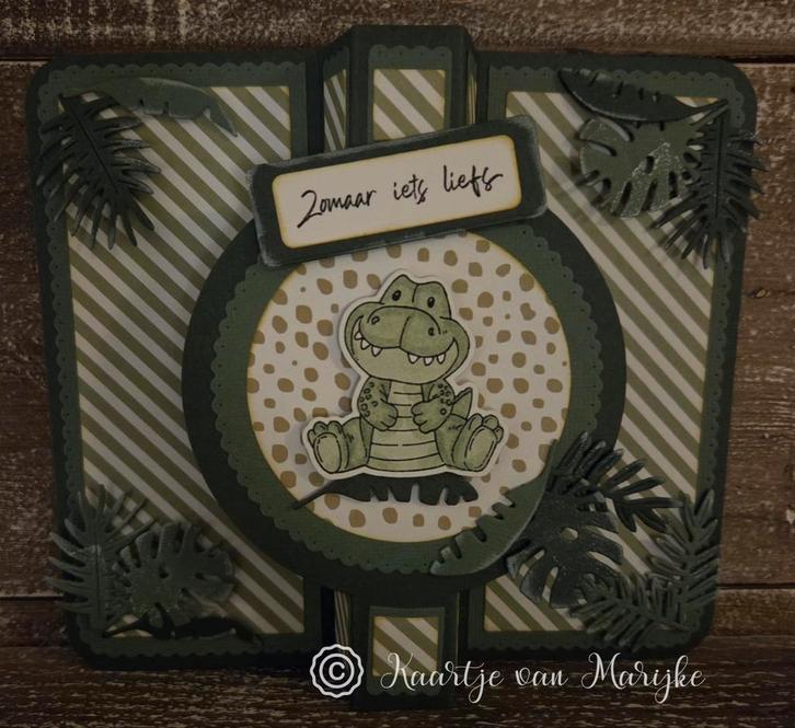 Lieve kaart met krokodil, Hobby en Vrije tijd, Kaarten | Zelfgemaakt, Nieuw, Dieren, Ophalen of Verzenden