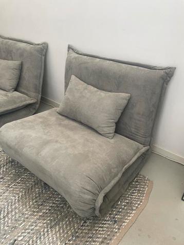 Slaapfauteuil in mooie grijsgroen (prijs per stuk)
