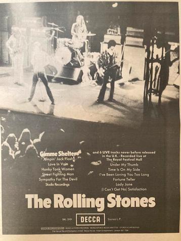 Paginagrote A3 advertentie ROLLING STONES Gimme Shelter rele beschikbaar voor biedingen