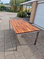 Eijerkamp Eetkamer tafel ,rvs onderstel, maten op de foto's, Huis en Inrichting, Tafels | Eettafels, Zo goed als nieuw, Vijf personen of meer