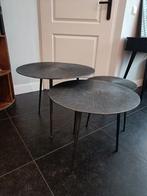 Label51 Zwart Metal Salontafel Set, Huis en Inrichting, Tafels | Bijzettafels, Metaal of Aluminium, Rond, 55 tot 75 cm, Zo goed als nieuw