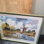 Borduurwerk Molen Hollands Landschap 36,5x28,5 cm, Ophalen of Verzenden, Gebruikt, Handborduren, Borduurpakket