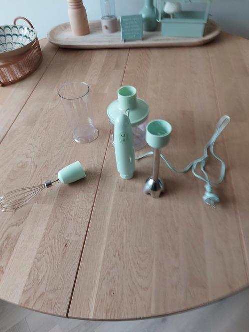Mintgroene Staafmixer Set Create - Nieuwstaat, Witgoed en Apparatuur, Blenders, Zo goed als nieuw, Blender, Ophalen of Verzenden
