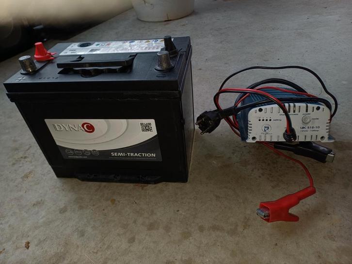 Dynac Semi-Traction Gel Accu + Lader, Watersport en Boten, Bootonderdelen, Gebruikt, Motor en Techniek, Zeilboot of Motorboot